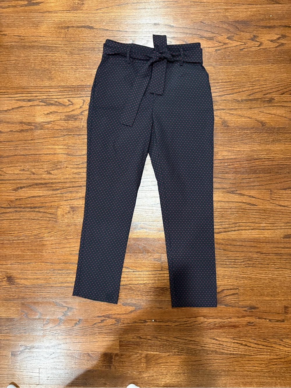 Jules & Leopold Navy Paperbag Ankle Trousers with Tie Belt